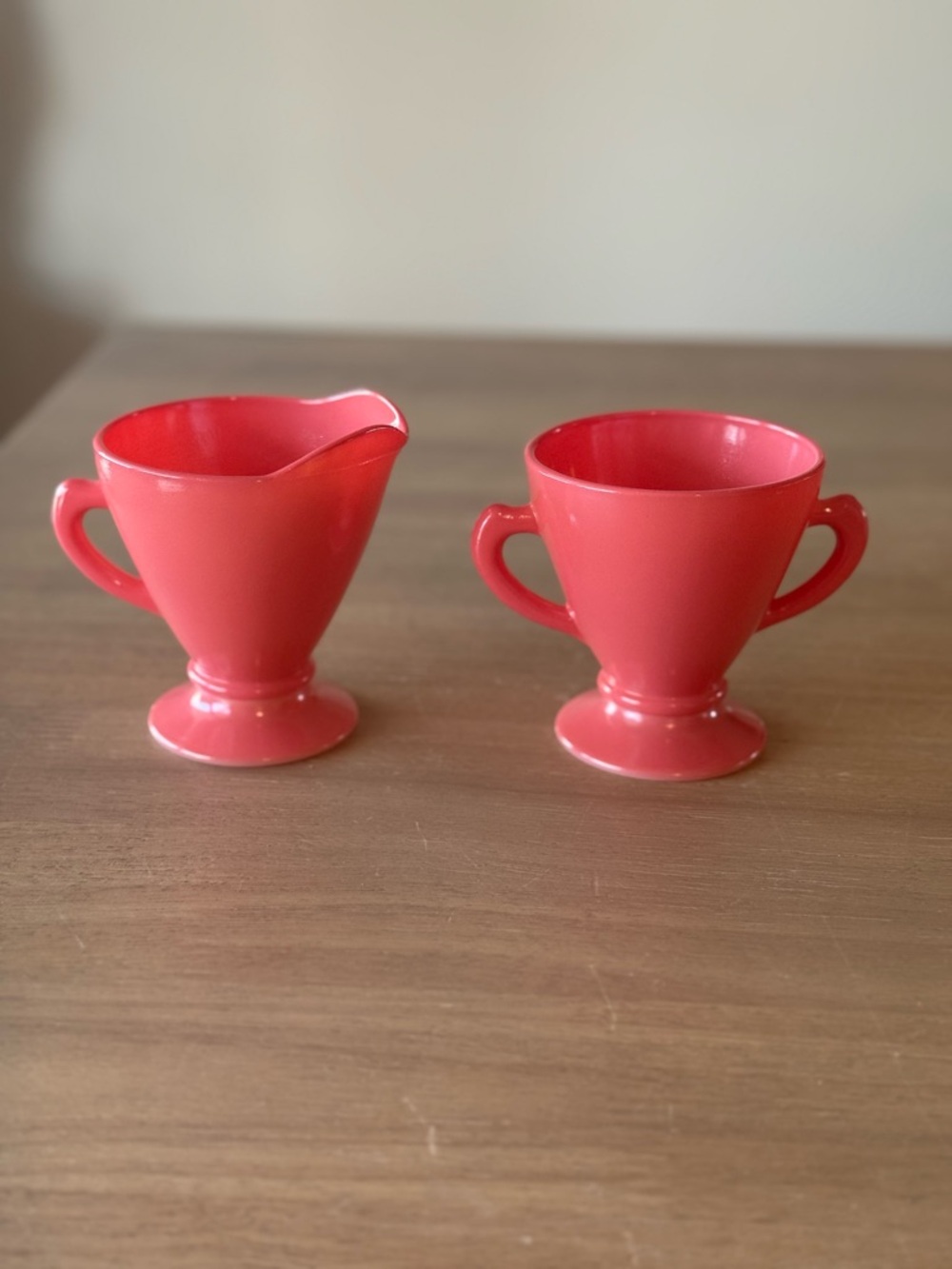 Vintage HAZEL ATLAS PLATONITE OVIDE MILK GLASS CREAMER PITCHER SUGAR BOWL
